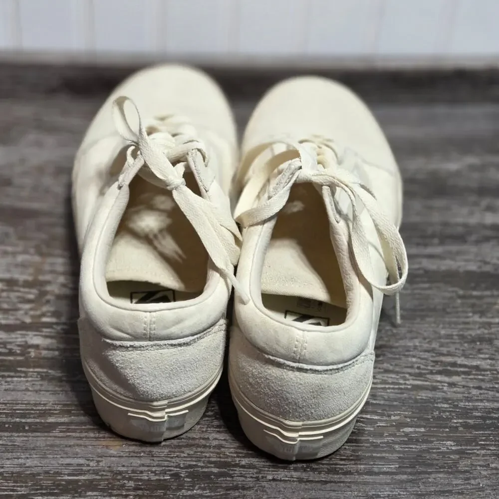 Vans Unisex Off White Leather and Canvas Platform Old Skool Sneaker M7.5  W9 - Picture 4 of 7